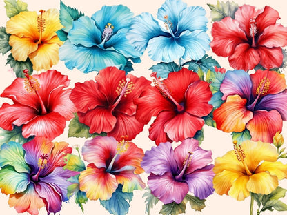 Hibiscus Watercolor Clipart exotic flowers png - Wonders Artist