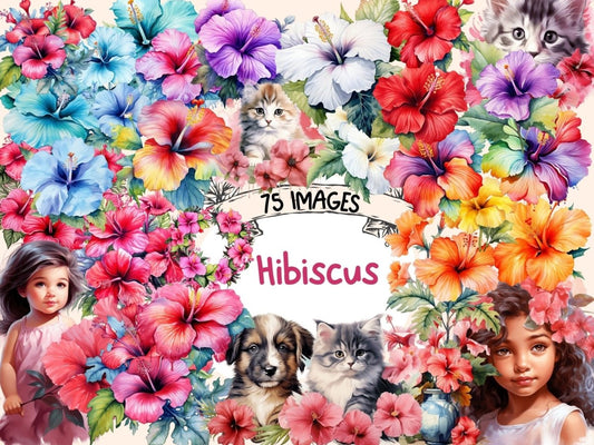 Hibiscus Watercolor Clipart exotic flowers png - Wonders Artist