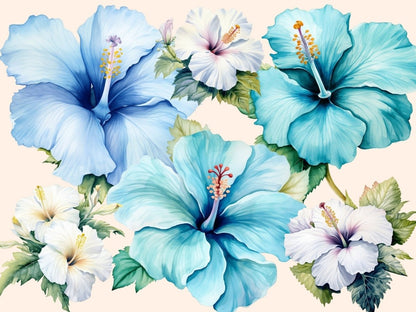 Hibiscus Watercolor Clipart exotic flowers png - Wonders Artist