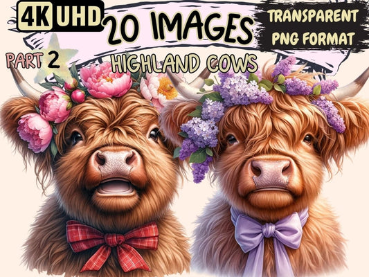 Highland Cows (P2) Clipart adorable cow clipart - Wonders Artist