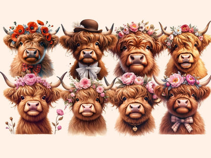 Highland Cows (P2) Clipart adorable cow clipart - Wonders Artist