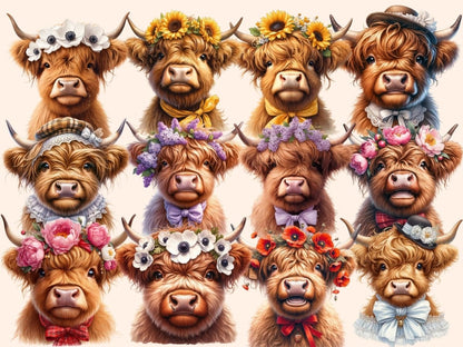 Highland Cows (P2) Clipart adorable cow clipart - Wonders Artist
