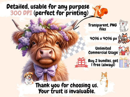 Highland Cows (P2) Clipart adorable cow clipart - Wonders Artist