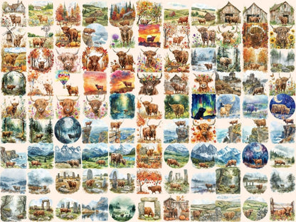 Highland Cows Watercolor Clipart cartoon cows - Wonders Artist