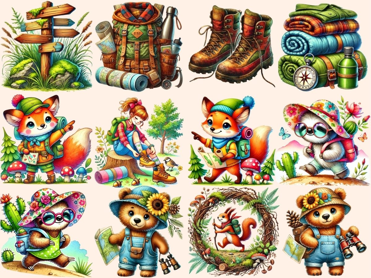 Hiking Clipart adventure clipart backpack clipart camping clipart - WondersArtist