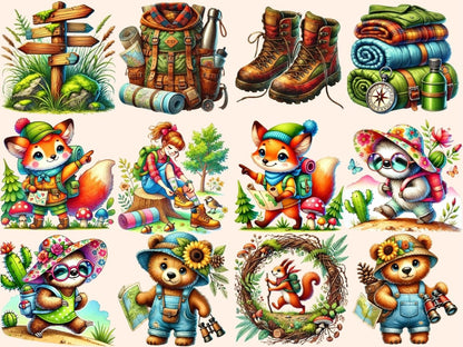 Hiking Clipart adventure clipart backpack clipart camping clipart - WondersArtist