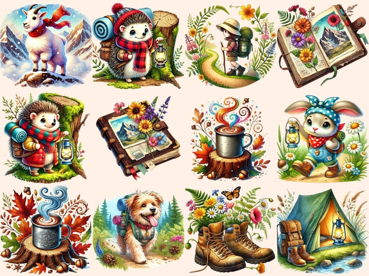 Hiking Clipart adventure clipart backpack clipart camping clipart - WondersArtist