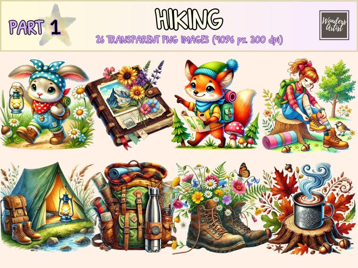Hiking Clipart adventure clipart backpack clipart camping clipart - WondersArtist