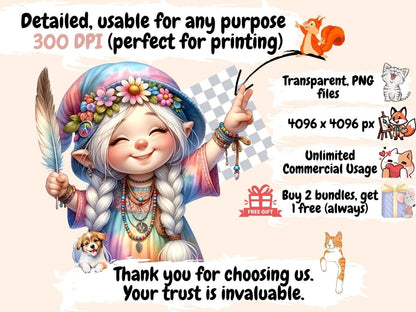 Hippie Gnomes Clipart boho gnome clipart - Wonders Artist