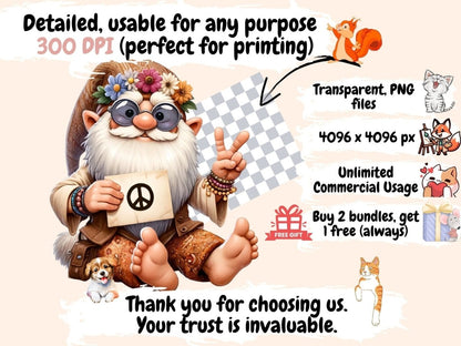 Hippie Gnomes (P2) Clipart boho gnome clipart - Wonders Artist