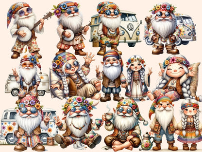 Hippie Gnomes (P2) Clipart boho gnome clipart - Wonders Artist