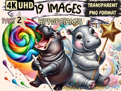 Hippopotamus (P2) Clipart Animal Clipart - Wonders Artist