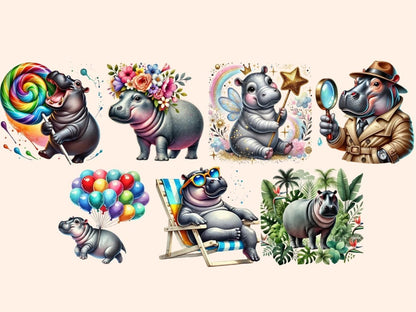 Hippopotamus (P2) Clipart Animal Clipart - Wonders Artist