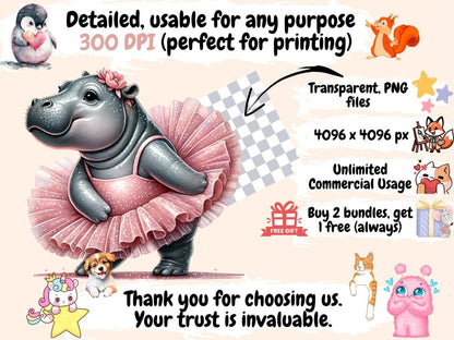 Hippopotamus (P2) Clipart Animal Clipart - Wonders Artist