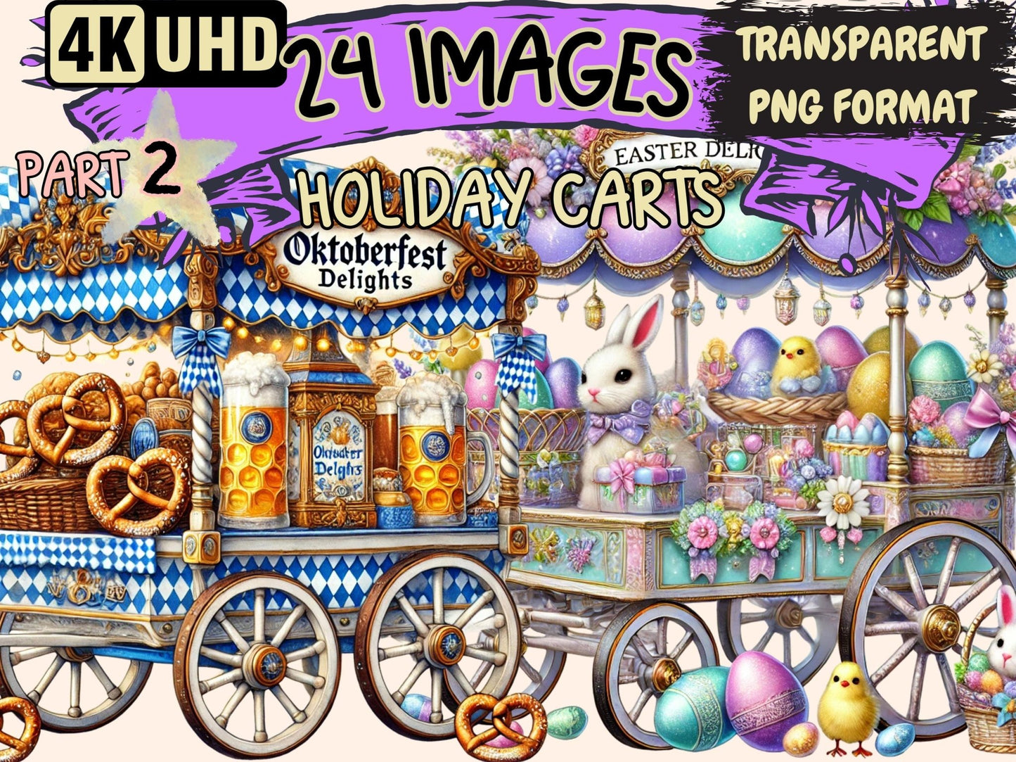 Holiday Carts (P2) Clipart - High - Quality Instant Digital Download for Creative Projects