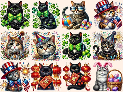 Holiday Cats Clipart cat day clipart - Wonders Artist