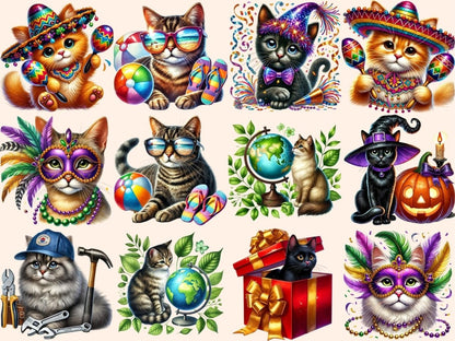 Holiday Cats (P2) Clipart cat day clipart - Wonders Artist