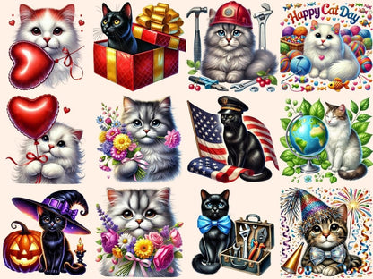 Holiday Cats (P2) Clipart cat day clipart - Wonders Artist