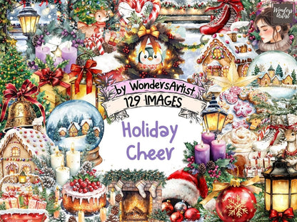 Holiday Cheer Watercolor Clipart Celebration PNG - Wonders Artist