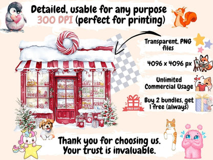 Holiday Storefronts Watercolor Clipart christmas shop png - Wonders Artist