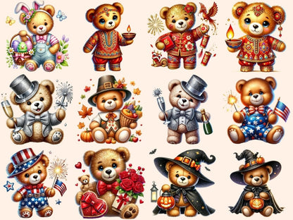 Holiday Teddies Clipart Christmas decor - Wonders Artist