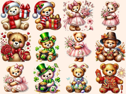 Holiday Teddies Clipart Christmas decor - Wonders Artist