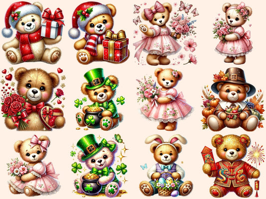 Holiday Teddies Clipart