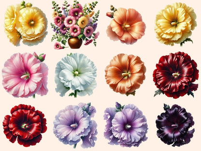 Hollyhocks Clipart Botanical Clipart - Wonders Artist