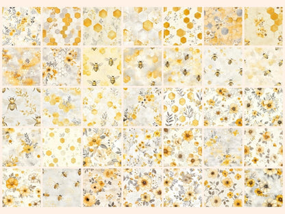 Honeycomb Bliss Seamless Pattern Digital Papers bee pattern - Wonders Artist