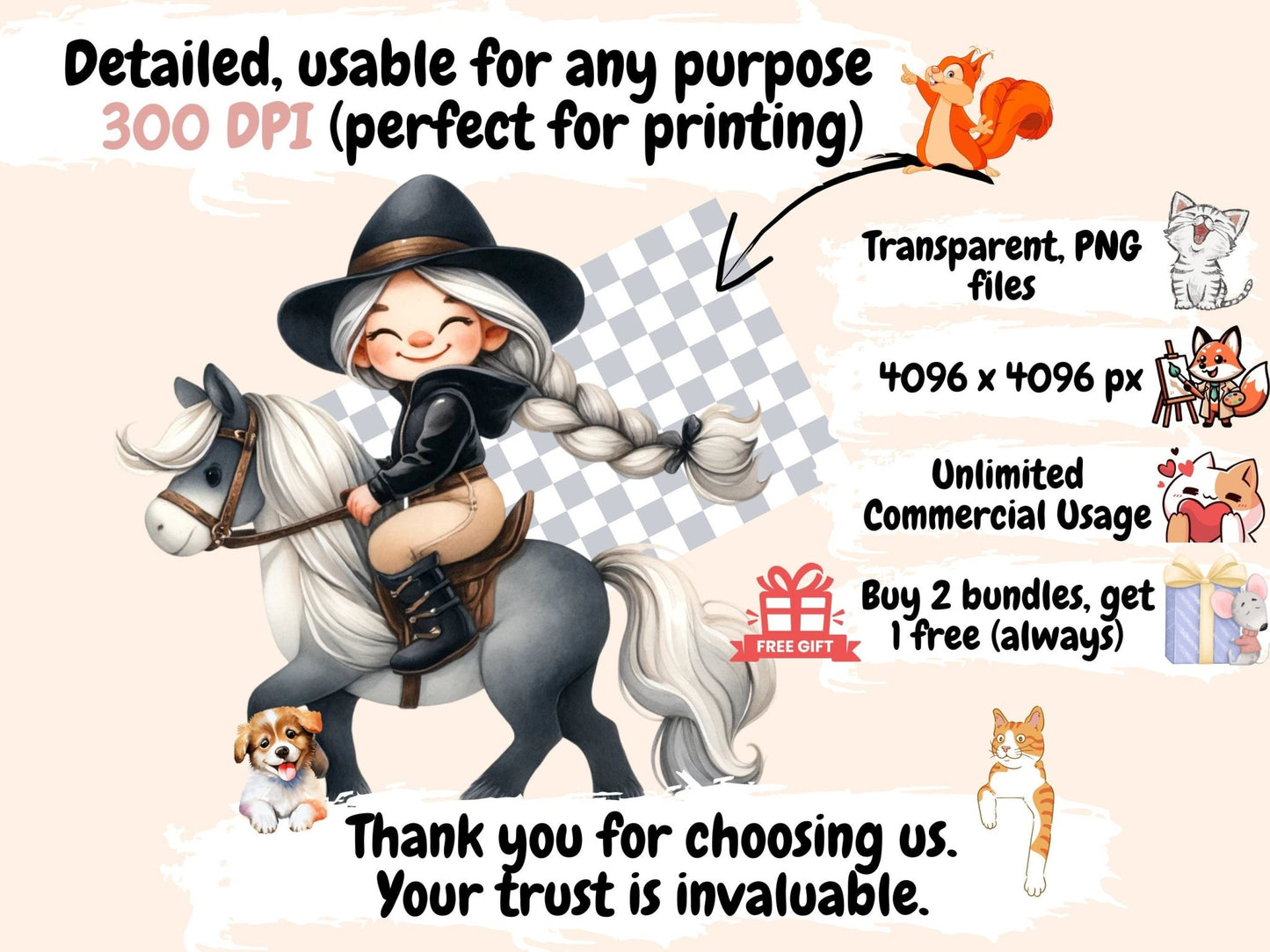 Horse Girls Clipart - High - Quality Instant Digital Download for Creative Projects