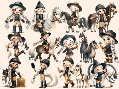 Horse Girls Clipart Equestrian clipart - Wonders Artist