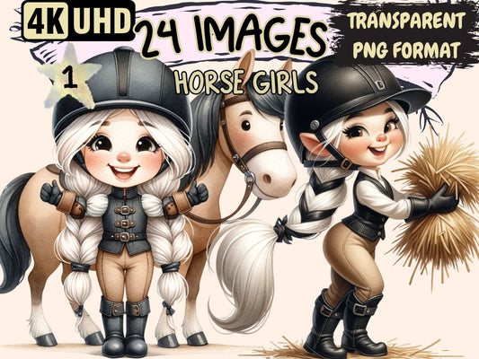 Horse Girls Clipart - High - Quality Instant Digital Download for Creative Projects