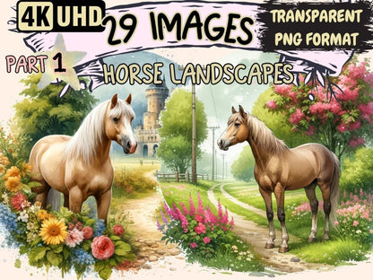 Horse Landscapes Clipart Cute horse art - Wonders Artist