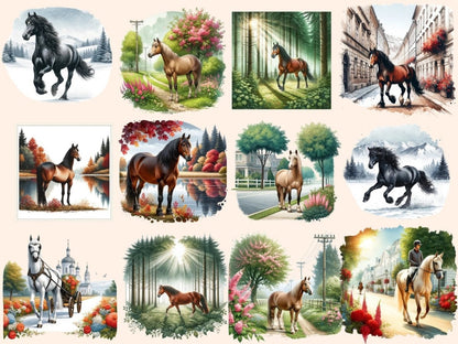 Horse Landscapes Clipart Cute horse art - Wonders Artist