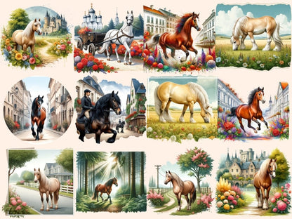 Horse Landscapes Clipart Cute horse art - Wonders Artist