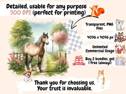 Horse Landscapes Clipart Cute horse art - Wonders Artist