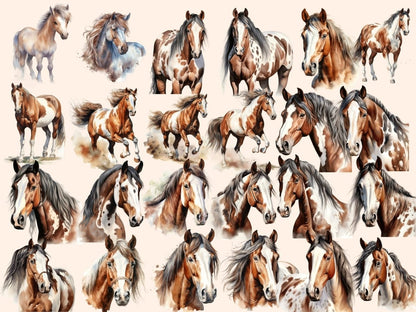 Horses Watercolor Clipart animals clipart - Wonders Artist