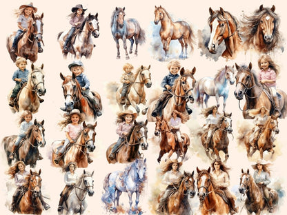 Horses Watercolor Clipart animals clipart - Wonders Artist