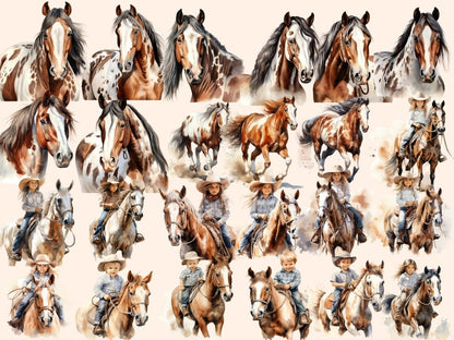 Horses Watercolor Clipart animals clipart - Wonders Artist
