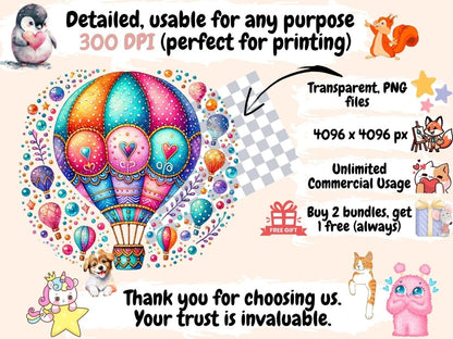 Hot Air Balloons Clipart aerial digital art - Wonders Artist