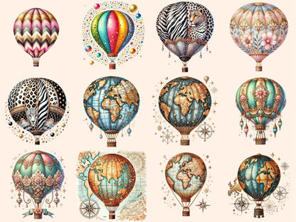 Hot Air Balloons Clipart aerial digital art - Wonders Artist