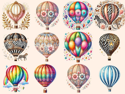 Hot Air Balloons Clipart aerial digital art - Wonders Artist