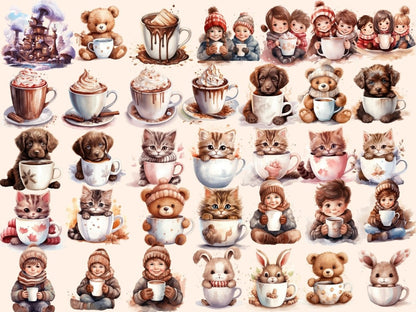 Hot Chocolate Watercolor Clipart choco drink clipart - Wonders Artist