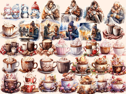 Hot Chocolate Watercolor Clipart choco drink clipart - Wonders Artist