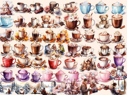 Hot Chocolate Watercolor Clipart choco drink clipart - Wonders Artist