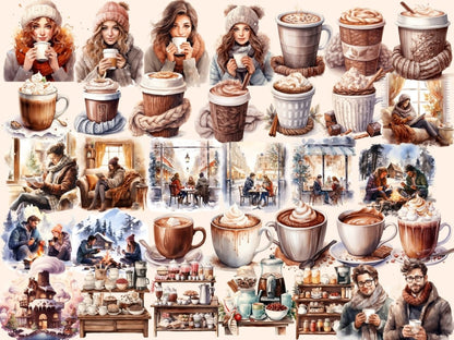 Hot Chocolate Watercolor Clipart choco drink clipart - Wonders Artist