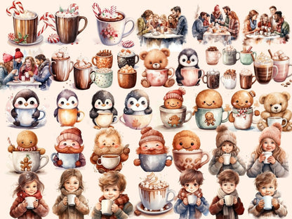 Hot Chocolate Watercolor Clipart choco drink clipart - Wonders Artist