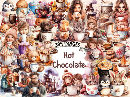 Hot Chocolate Watercolor Clipart - High - Quality Instant Digital Download for Creative Projects