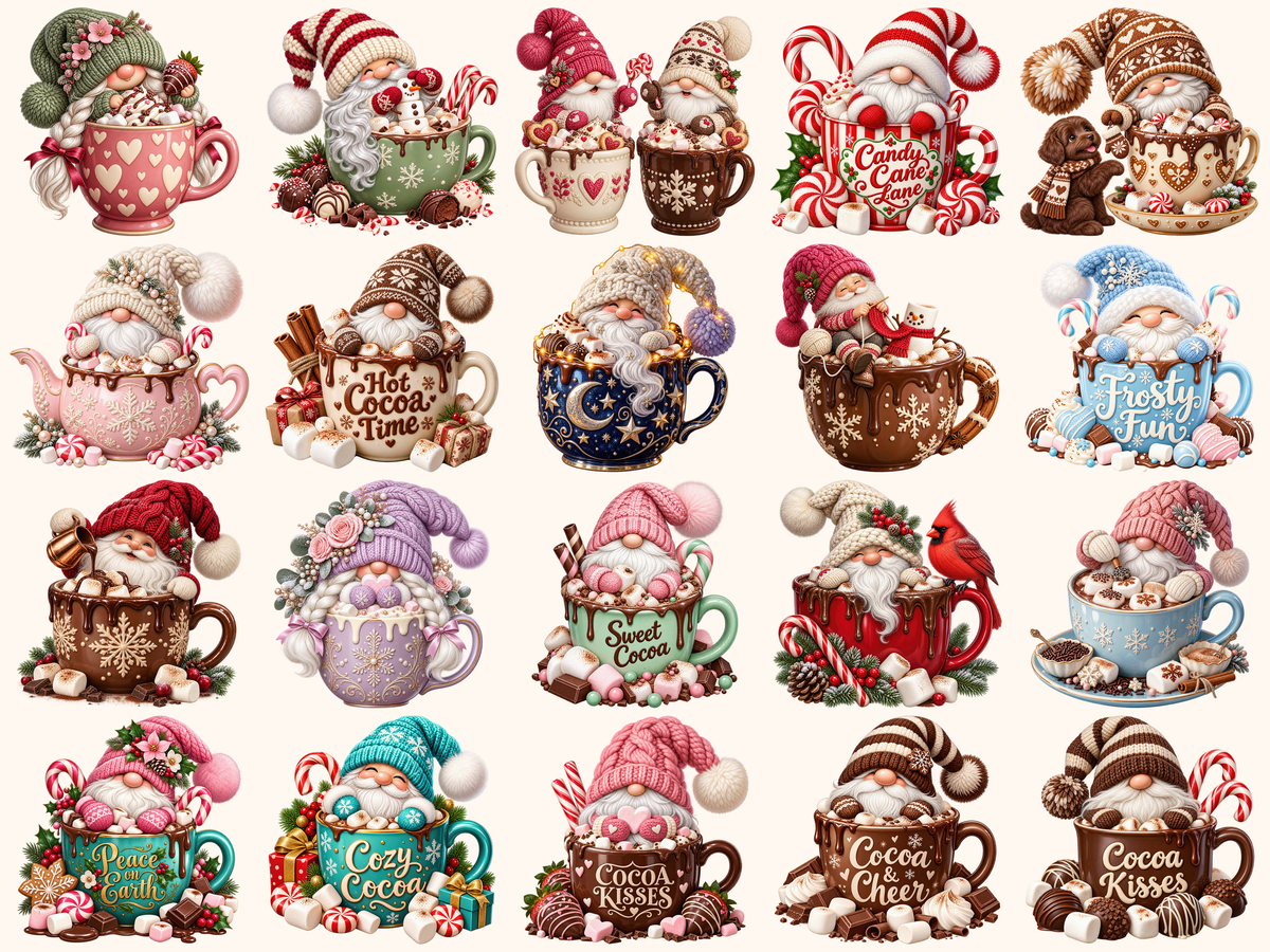 Hot Cocoa Gnomes Clipart — preview grid 3