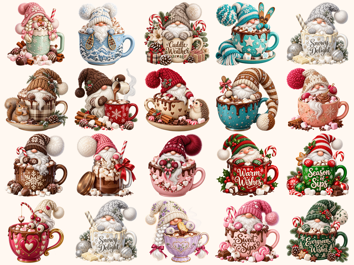 Hot Cocoa Gnomes Clipart — preview grid 5
